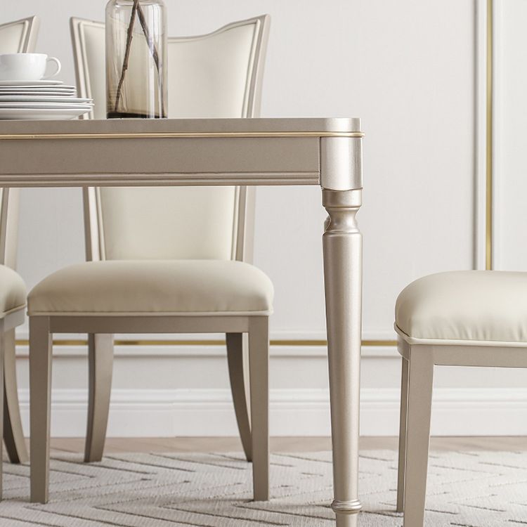 Rectangle Vintage Dining Table Champagne Tone Fixed Table for Home Use Clearhalo ' dining_table' 'Dining Tables & Seating' 'Dining Tables' 'furn' 'furn_dining_table' 'Furniture' 'furniture_dining_table' 'Kitchen & Dining Furniture' 'kitchen&dining_furn' 'kitchen' 'kitchen_dining_table' 1200x1200_3e8e398a-79ba-43a7-8972-ed25746cb0b8
