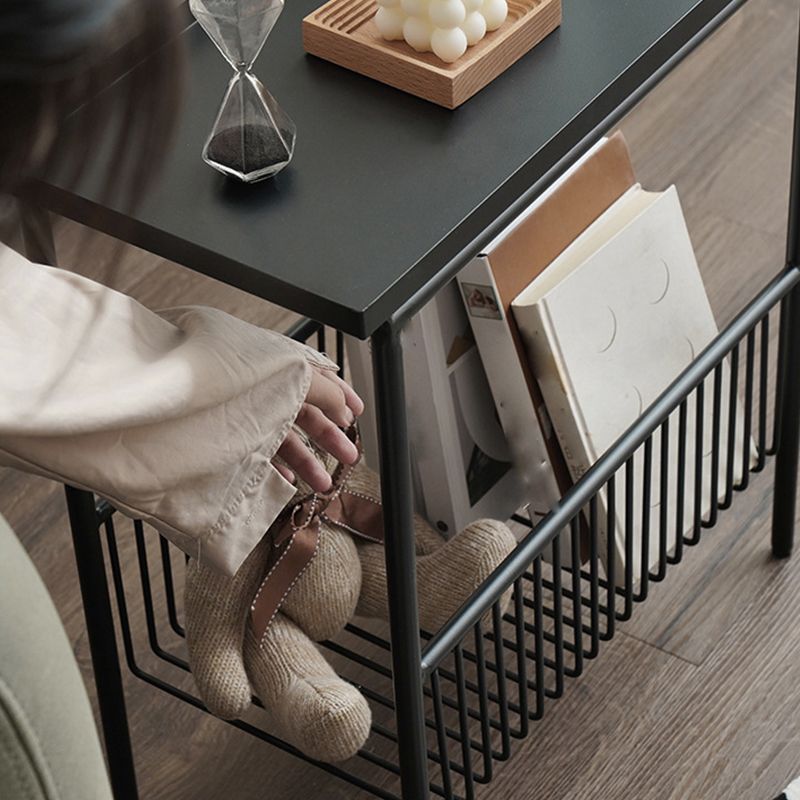 長方形のトレイ上部サイドテーブル鉄4脚エンドテーブルストレージ付き