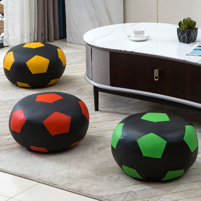 Upholstered Pouf Color Panel Tear Resistant Round Faux Leather Fabric Modern Pouf Clearhalo 'furn' 'furn_ottomans_poufs' 'Furniture' 'Living Room Furniture' 'Ottomans & Poufs' 'ottomans_poufs' 1200x1200_3e91039f-4284-4801-a585-47d4593169b8