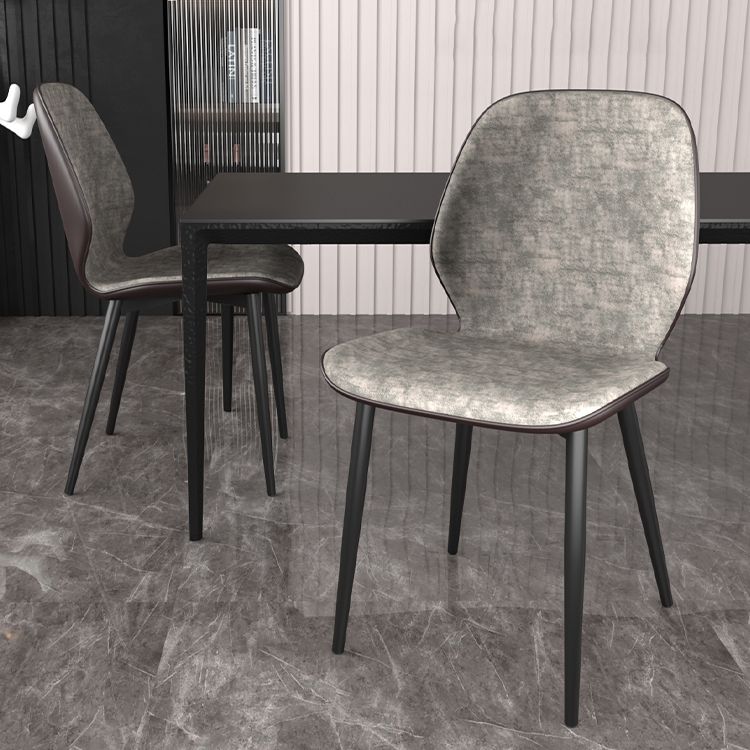 Leather Contemporary Wingback Side Chair Kitchen Dining Chair With Metal Legs Clearhalo ' kitchen&dining_furn' 'Dining Chairs' 'Dining Tables & Seating' 'dining_chair' 'Furniture' 'furniture_dining_chair' 'Kitchen & Dining Furniture' 'kitchen' 1200x1200_3e9111a2-aa34-48c6-bafd-16c8433de2a7