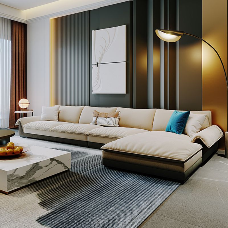 Contemporary Stationary Fabric Living Room Flared Arm Pillows Seating Clearhalo 'furn' 'furn_sectionals' 'Furniture' 'Living Room Furniture' 'Sectionals' 1200x1200_3e922bea-994f-4990-8418-4412aff4dd7d