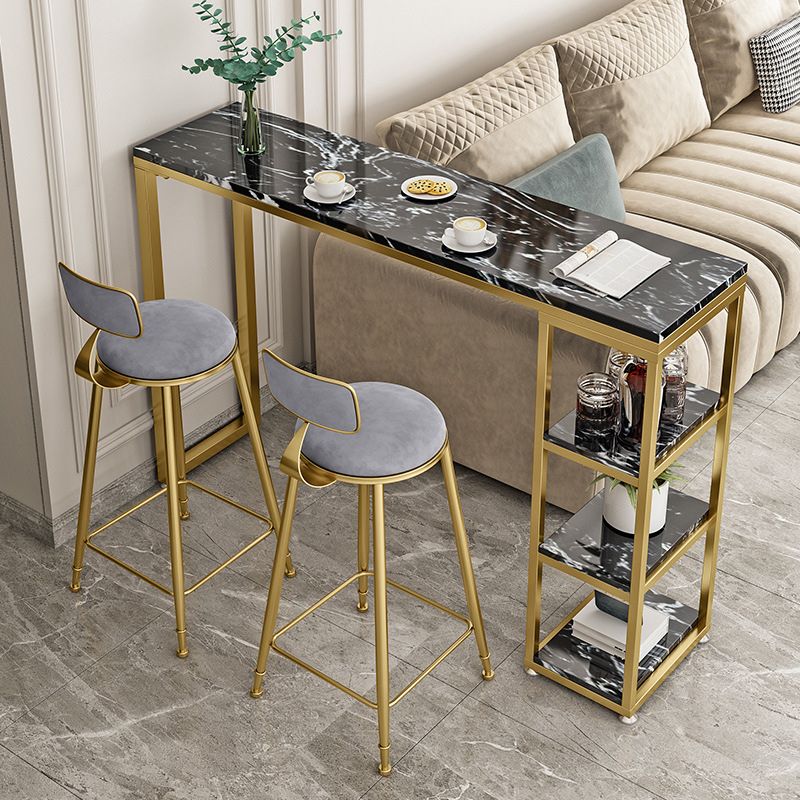 Glam Style Bar Table 42-inch Height Artificial Marble Top Bistro Table Clearhalo 'Bar Furniture' 'Bar Tables' 'bar_tables' 'furn' 'furn_bar_tables' 'Furniture' 'furniture_bar_tables' 'Kitchen & Dining Furniture' 1200x1200_3e92d190-641d-44e3-a14b-06a27e928e0c