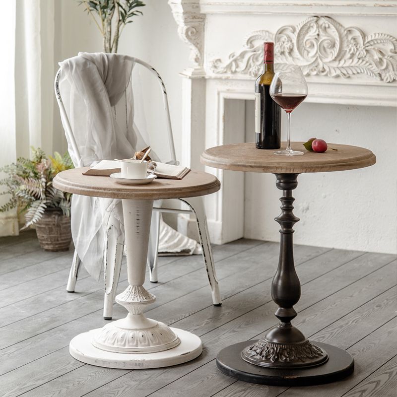 Pedestal Distressed End Table French Country Round Side End Table Clearhalo 'Coffee & Accent Tables' 'End & Side Tables' 'end_side_tables' 'furn' 'furn_end_side_tables' 'Furniture' 'Living Room Furniture' 1200x1200_3e9310d9-333e-44d8-8c37-bae337d7c02c