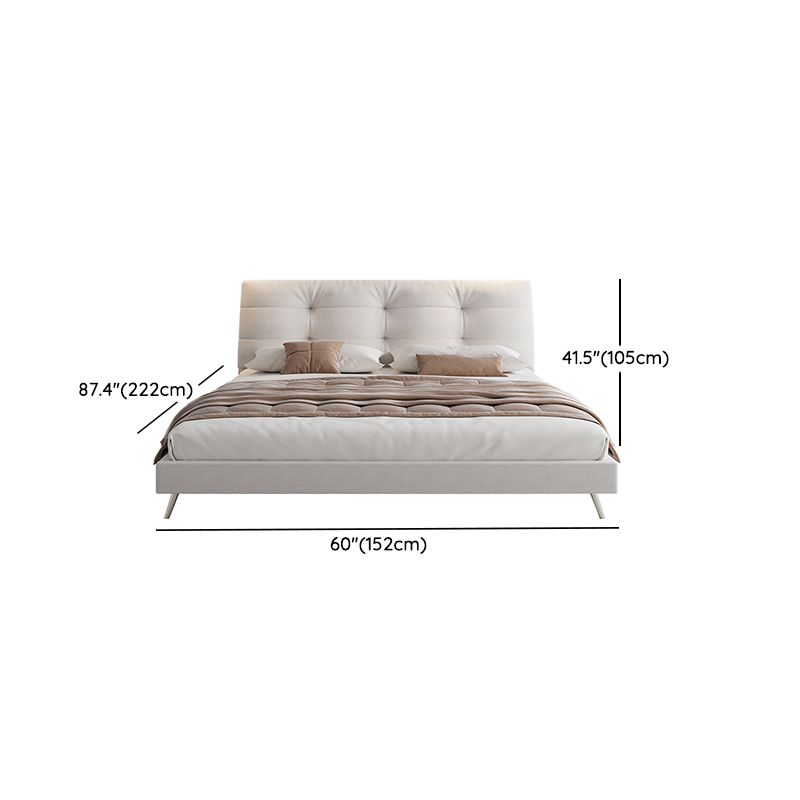 Glam Solid Color Rectangular Standard Bed Metal and Upholstered Bed Frame