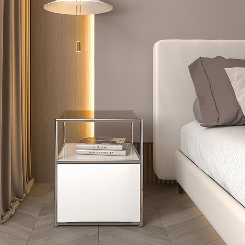 19.7" Tall Stainless Steel Side Table Rectangular End Table with Storage Clearhalo 'Coffee & Accent Tables' 'End & Side Tables' 'end_side_tables' 'furn' 'furn_end_side_tables' 'Furniture' 'Living Room Furniture' 1200x1200_3e979245-c697-4ded-9892-e88479eed5e6