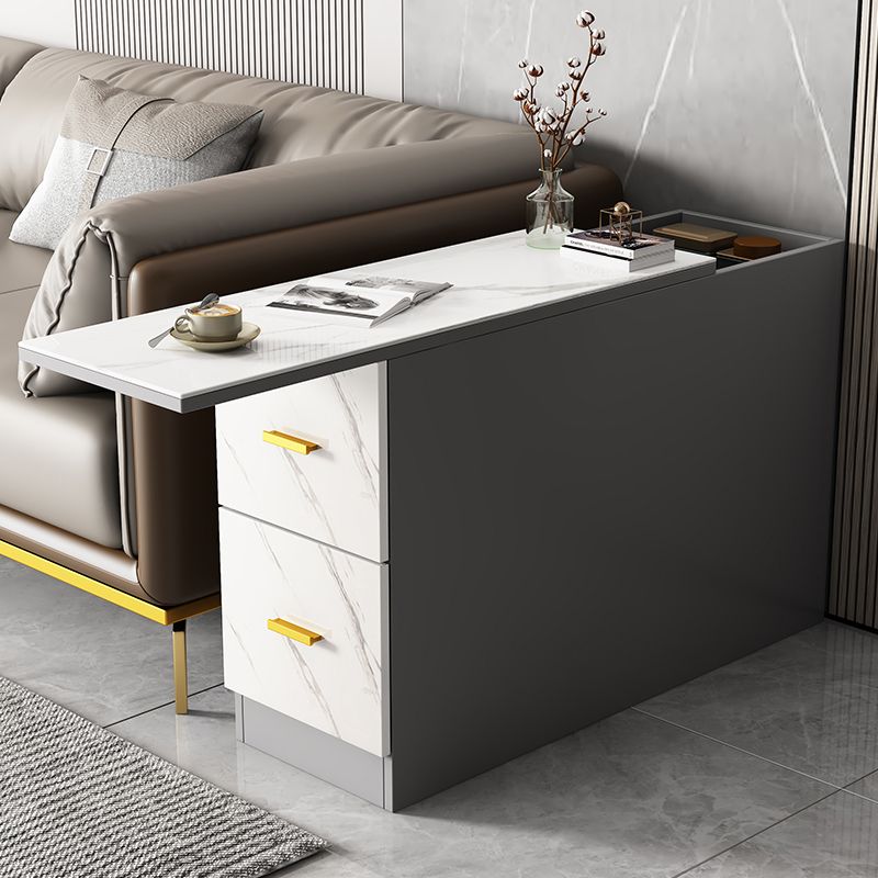 Solid Wood End Table 23.6" Tall 2-Drawer Side Table in Grey Clearhalo 'Coffee & Accent Tables' 'End & Side Tables' 'end_side_table' 'end_side_tables' 'furn' 'furn_end_side_tables' 'Furniture' 'furniture_end_side_table' 'Living Room Furniture' 1200x1200_3e986621-9e43-4c61-9c20-2ace1ad6d189