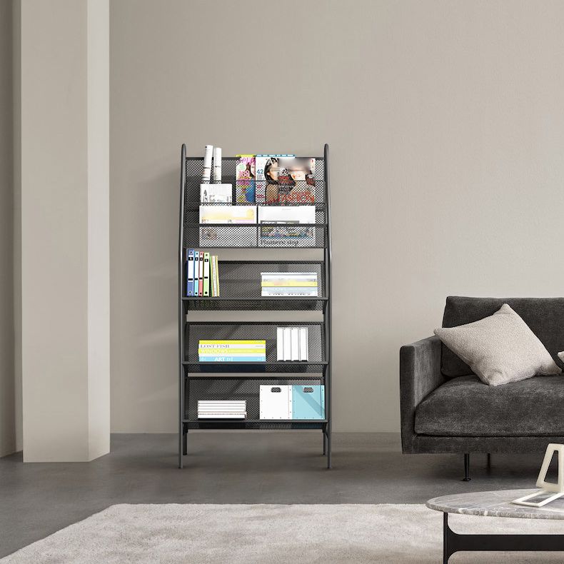 Contemporary Metal Ladder Bookshelf Closed Back Vertical Iron Bookcase Clearhalo 'Bookcases' 'furn' 'furn_bookcases' 'Furniture' 'furniture_bookcases' 'Office Furniture' 1200x1200_3e9967bc-dfe7-41dc-8417-bd47eeb9c4ea