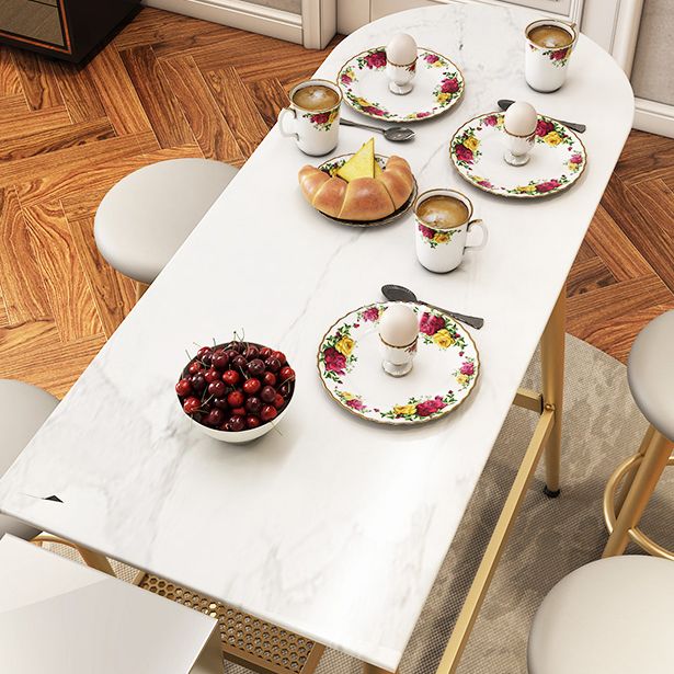 Stone Indoor Glam Bar Dining Table Iron Four Leg Pedestal Bistro Table with Footrest Clearhalo 'Bar Furniture' 'Bar Tables' 'bar_tables' 'furn' 'furn_bar_tables' 'Furniture' 'furniture_bar_tables' 'Kitchen & Dining Furniture' 'kitchen&dining_furn' 'kitchen' 1200x1200_3e9a6a7e-0fd6-4a67-bcb7-16fd049330f3