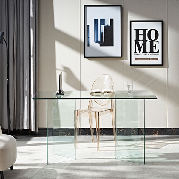 Rectangle Double Pedestal Home Furniture Clear Glass Dining Room Collection Clearhalo ' dining_table' 'Dining Tables & Seating' 'Dining Tables' 'furn' 'furn_dining_table' 'Furniture' 'furniture_dining_table' 'Kitchen & Dining Furniture' 'kitchen&dining_furn' 'kitchen' 'kitchen_dining_table' 1200x1200_3e9bd429-e56a-4c77-b074-3cab63a18554