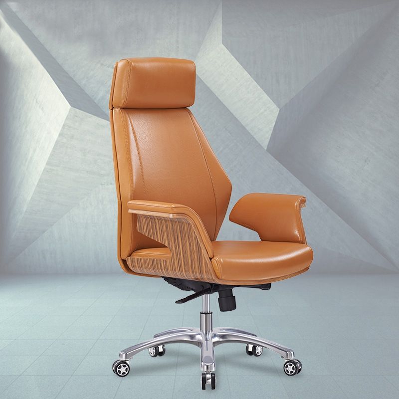 Contemporary Office Chair Adjustable Seat Height Leather Executive Chair Clearhalo 'furn' 'furn_office_chair' 'Furniture' 'Office Chairs' 'Office Furniture' 'office_chair' 1200x1200_3e9c0ef8-c413-465a-9d3a-0d12072683c5