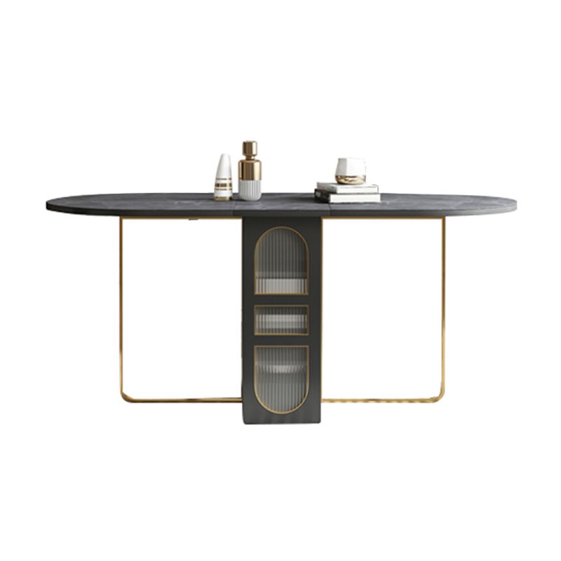 Modern Style Rectangle Dining Table Sintered Stone Drop-Leaf 59" Table for Home Use Clearhalo ' dining_table' 'Dining Tables & Seating' 'Dining Tables' 'furn' 'furn_dining_table' 'Furniture' 'furniture_dining_table' 'Kitchen & Dining Furniture' 'kitchen&dining_furn' 'kitchen' 'kitchen_dining_table' 1200x1200_3e9c0f74-a54d-429f-8682-f187dc73c5a0