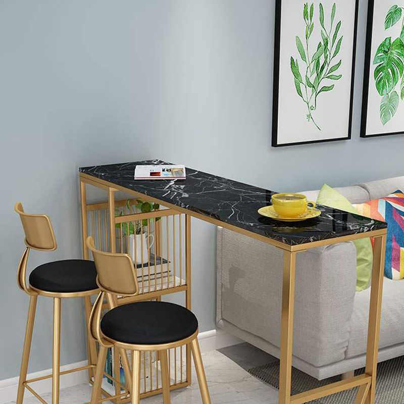 Rectangle Pedestal Bar Table Faux Marble Bar Height Pub Table with Shelves Clearhalo 'Bar Furniture' 'Bar Tables' 'bar_tables' 'furn' 'furn_bar_tables' 'Furniture' 'Kitchen & Dining Furniture' 1200x1200_3e9c8d42-41bf-4f39-a9f9-07de9188bff5