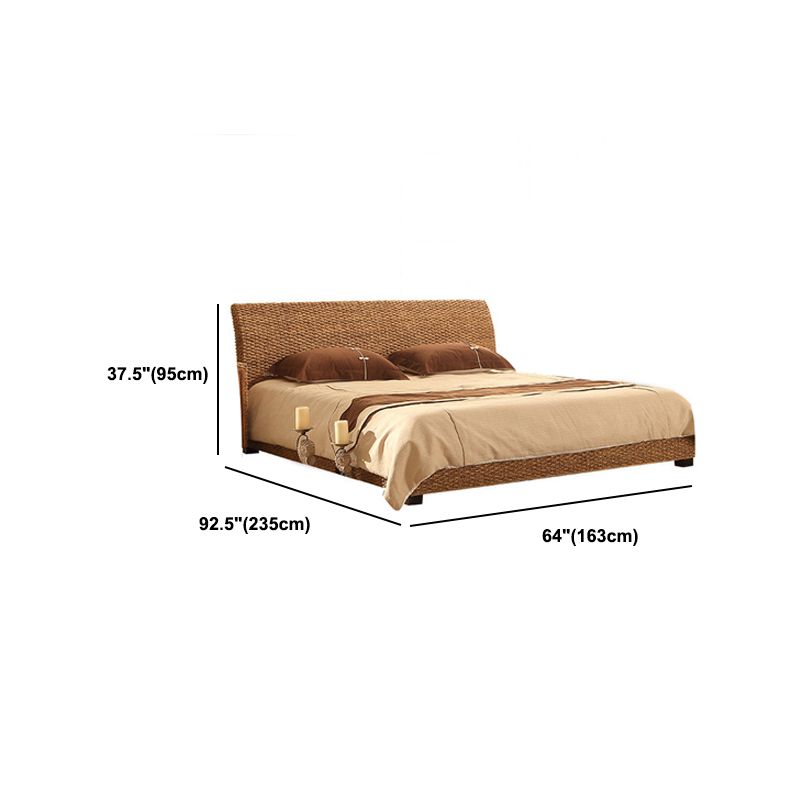 Letto standard di rattan tropicale con letto di testiera e gambe di faggio