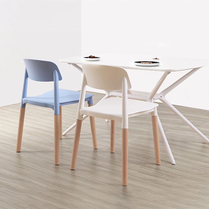 Plastic Stackable Armless Dining Chairs Open Back Side Chair with Wood Legs Clearhalo ' kitchen&dining_furn' 'Dining Chairs' 'Dining Tables & Seating' 'dining_chair' 'furn' 'furn_dining_chair' 'Furniture' 'furniture_dining_chair' 'Kitchen & Dining Furniture' 'kitchen' 1200x1200_3e9f0d80-b1ea-49ad-a00c-77af85f12d07
