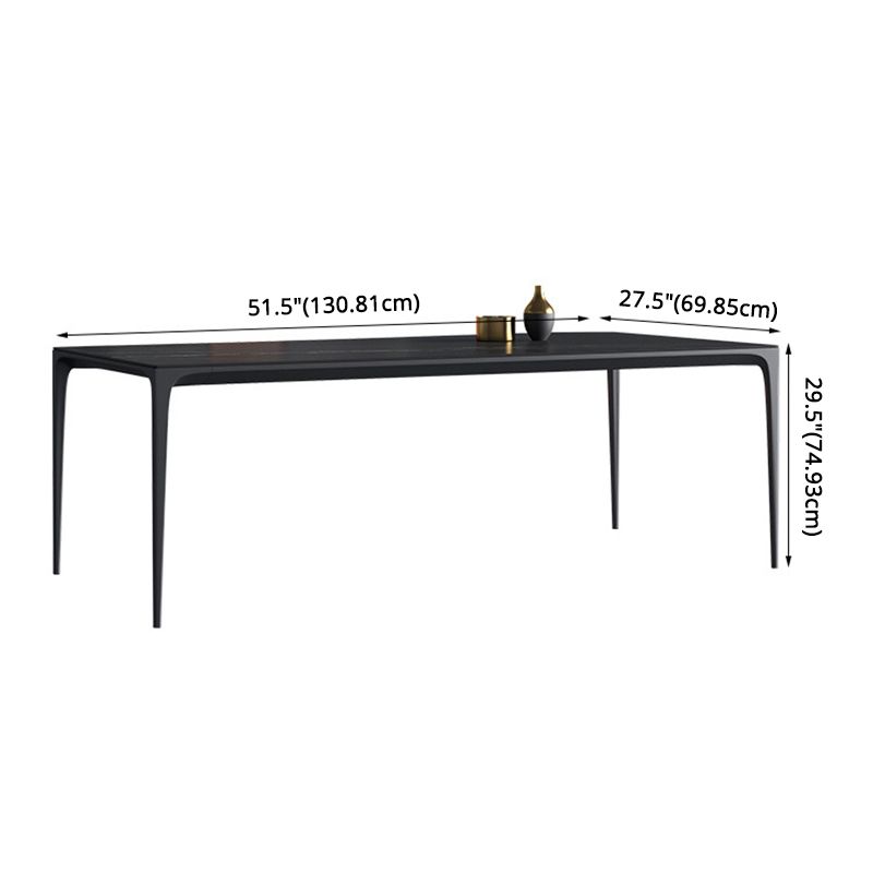 Modern Sintered Stone Black Dining Table Set with Rectangle Table and Metal Base Formal Dining Set Clearhalo 'Dining Room Sets' 'Dining Tables & Seating' 'dining_room_set' 'Furniture' 'furniture_dining_room_set' 'Kitchen & Dining Furniture' 'kitchen&dining_furn' 'kitchen' 1200x1200_3ea201d0-2851-4d34-8c75-626b6635a993