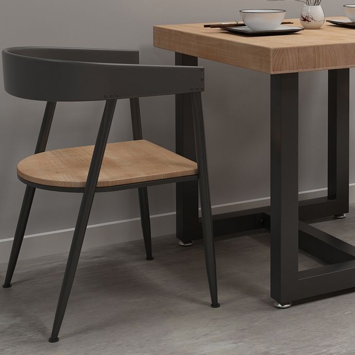 Industrial Style Solid Wood Dining Table Brown Square Table with Trestle Base for Dinning Room Clearhalo ' dining_table' 'Dining Tables & Seating' 'Dining Tables' 'furn' 'furn_dining_table' 'Furniture' 'furniture_dining_table' 'Kitchen & Dining Furniture' 'kitchen&dining_furn' 'kitchen' 'kitchen_dining_table' 1200x1200_3ea23fb1-cc13-4de9-b80f-7c2f3fcaabe1