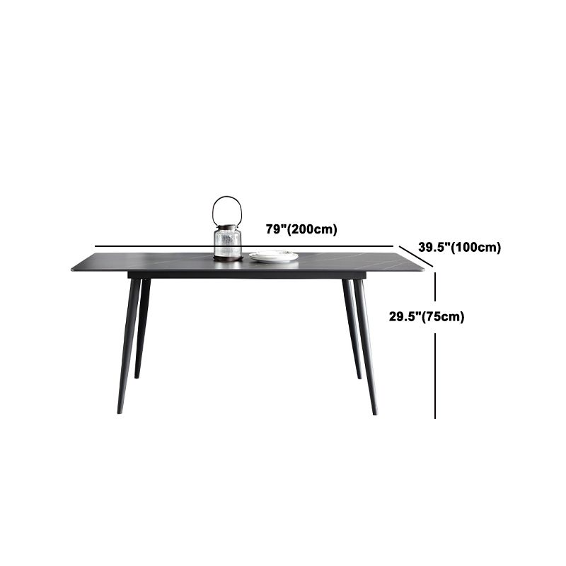 Juego de comedor interior moderno rectangular de piedra negra de 1/4/5/7 piezas