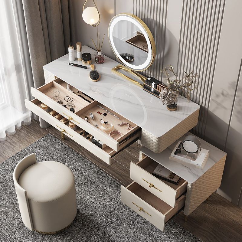 Schiefer -Top -Make -up -Waschtisch mit Schublade, Glamholz -Schminktisch