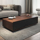 Moderne stijl rechthoekige houten tafel abstracte basis salontafel