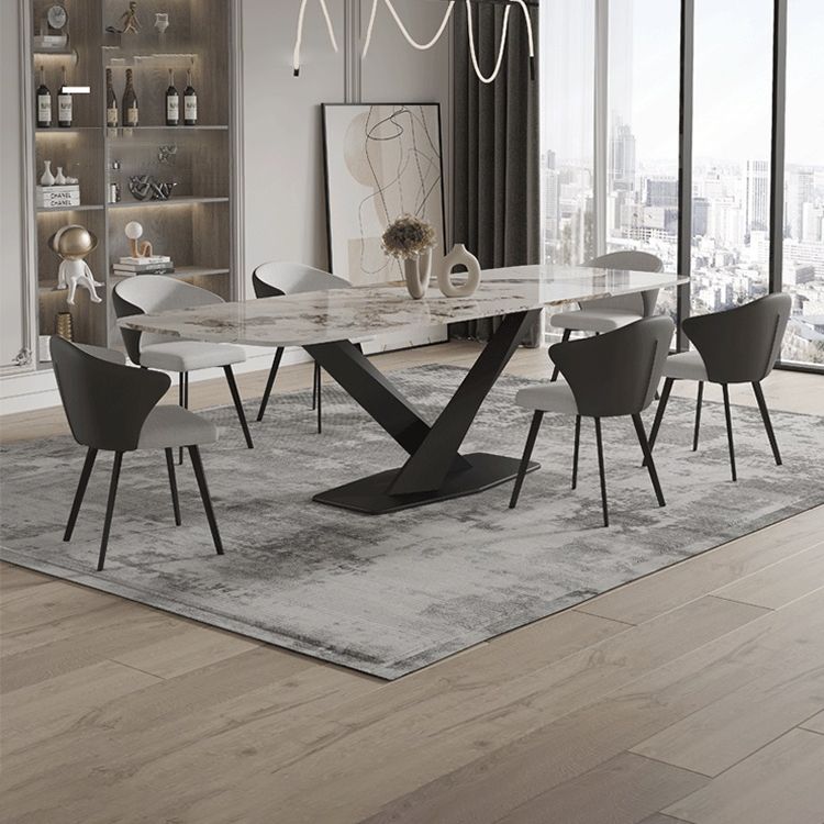 Modern Sintered Stone Top Dining Set Rectangle 1/3/4/5/7/9 Pieces Dining Room Table Set Clearhalo 'Dining Room Sets' 'Dining Tables & Seating' 'dining_room_set' 'furn' 'furn_dining_room_set' 'Furniture' 'Kitchen & Dining Furniture' 1200x1200_3ea4f02d-8581-41b2-83ff-2ddcf3d34d51
