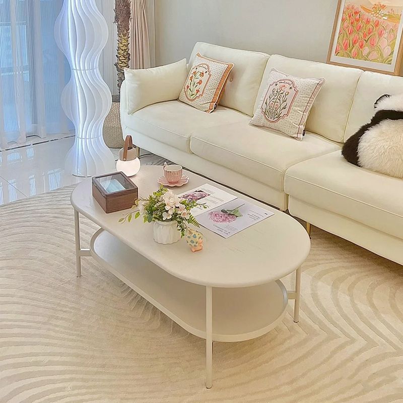 No Distressing Wood Coffee Table Set White Oval Coffee Table Clearhalo 'Coffee & Accent Tables' 'Coffee Tables' 'coffee_tables' 'furn' 'furn_coffee_tables' 'Furniture' 'Living Room Furniture' 1200x1200_3ea83228-4f93-49b3-8d1f-5afd1a923673