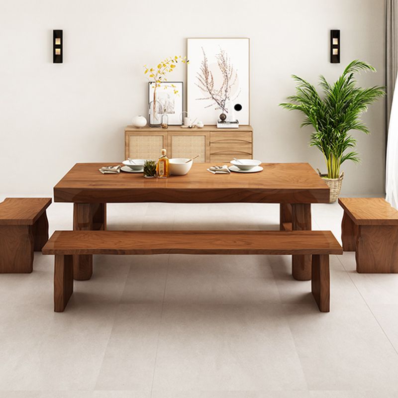 Mesa de comedor rectangular con pedestal doble, mesa moderna de madera de pino para uso en cocina