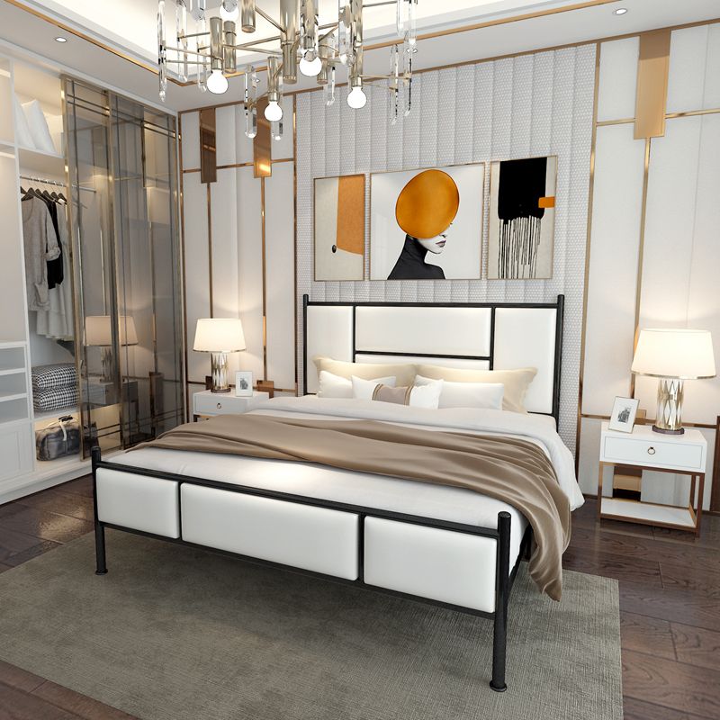 Luxurious Iron Panel Bed Upholstered Metal Bed Frame With Headboard and Footboard Clearhalo 'Bedroom Furniture' 'Beds' 'furn' 'furn_beds' 'Furniture' 1200x1200_3ea95511-2677-4e32-ad2c-a3fb037ffeda