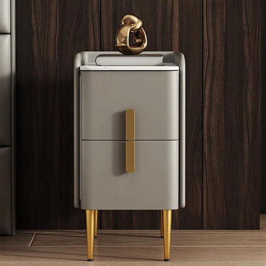 2 cajones de madera de madera sólida patas modernas incluidas mesa nocturna, 19.7 "de alto