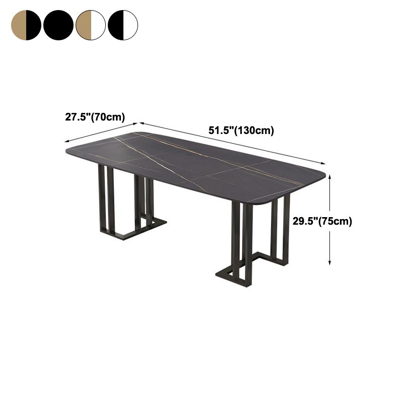 Traditional Luxury Dining Table White and Black Marble Rectangle Dining Table for Home Clearhalo 'Dining Tables & Seating' 'Dining Tables' 'dining_table' 'furn' 'furn_dining_table' 'Furniture' 'Kitchen & Dining Furniture' 1200x1200_3eab0cf7-d0ea-4122-9178-82aa0549d58c