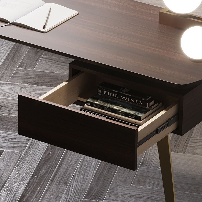 Desca per ufficio glam in legno 1 cassetto 23.62 "W di scrittura con base di ferro