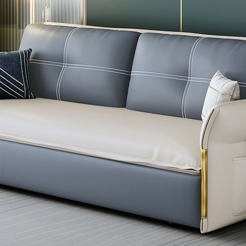 Faux Leather Stain Resistant Contemporary Flared Arm Couch Bed Clearhalo 'furn' 'furn_sofas' 'Furniture' 'Living Room Furniture' 'Sofa' 'sofas' 1200x1200_3eae62a6-eb53-49cc-b509-be5c7c3c5b31