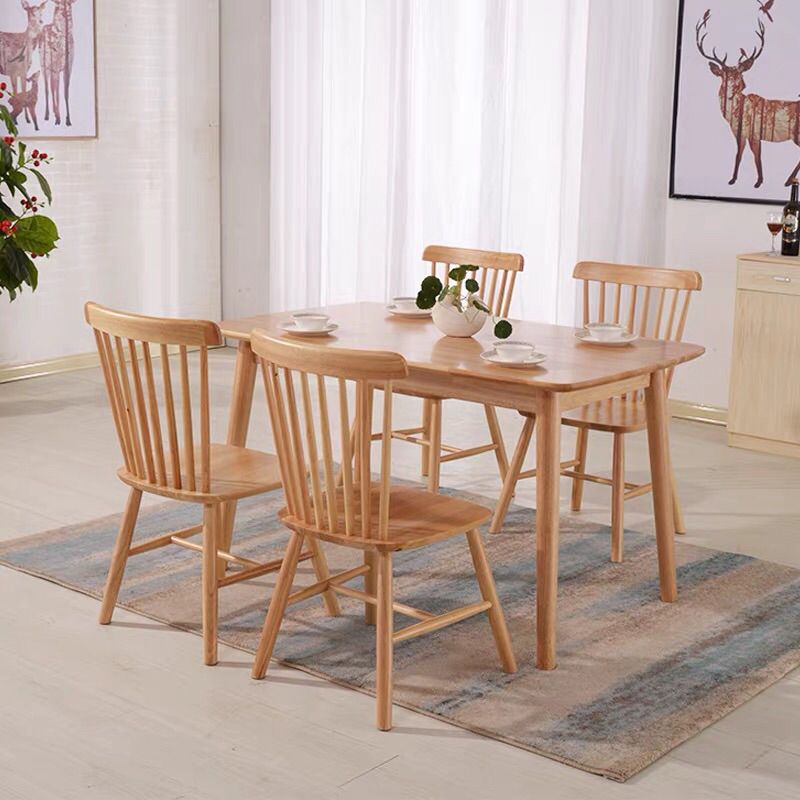 Contemporary Fixed Solid Wood Dining Table with 4 Solid Wood Legs Base Kitchen Dining Set Clearhalo 'Dining Room Sets' 'Dining Tables & Seating' 'dining_room_set' 'furn' 'furn_dining_room_set' 'Furniture' 'furniture_dining_room_set' 'Kitchen & Dining Furniture' 'kitchen&dining_furn' 'kitchen' 1200x1200_3eb043c6-91b9-47f8-8412-e79dd7efbe95