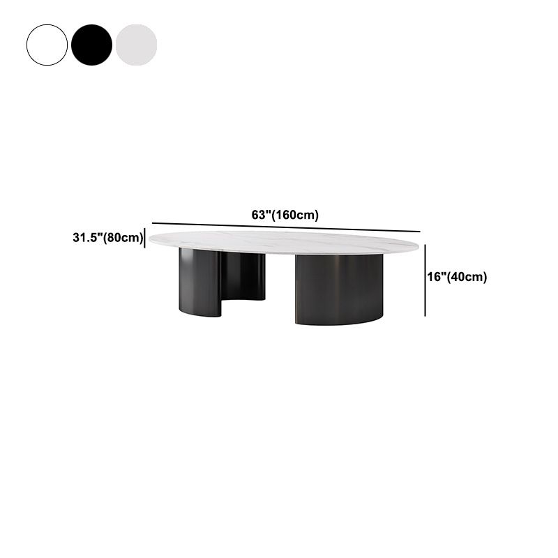 Glam 15.7" H Oval Slate Coffee Table Iron 2 Legs Cocktail Table Clearhalo 'Coffee & Accent Tables' 'Coffee Tables' 'coffee_tables' 'furn' 'furn_coffee_tables' 'Furniture' 'Living Room Furniture' 1200x1200_3eb11fdb-3d04-45b5-916f-b45ab814dc9b