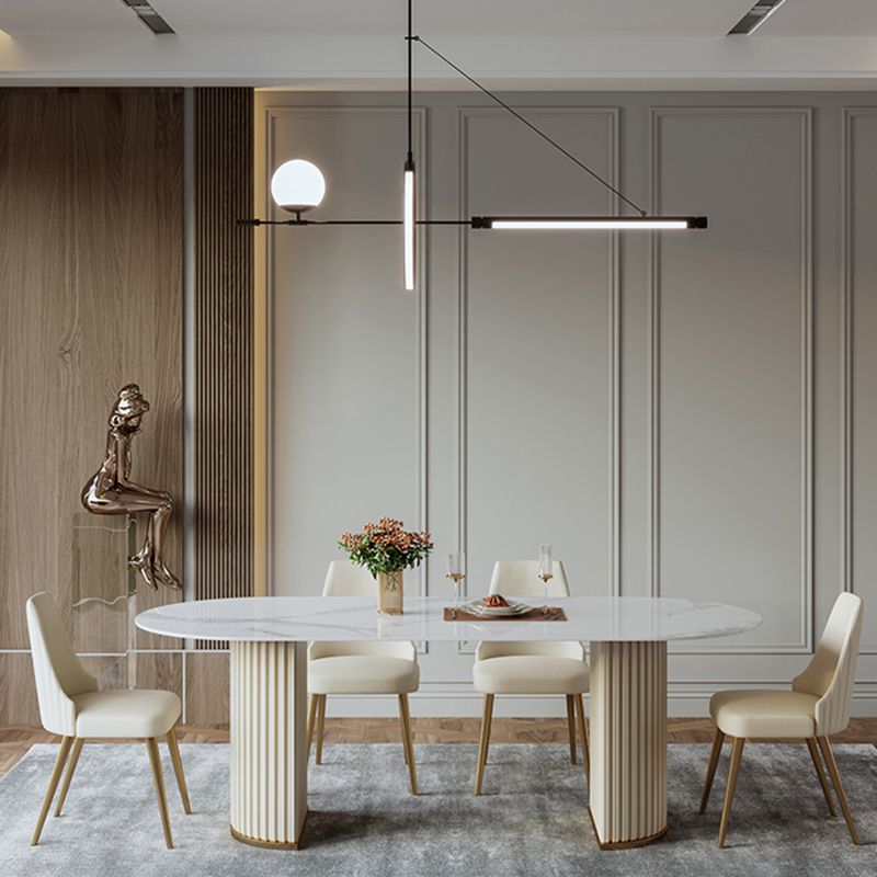 Glam Oval Standard Dining Table Sintered Stone White Dining Table for Kitchen Clearhalo ' dining_table' 'Dining Tables & Seating' 'Dining Tables' 'furn' 'furn_dining_table' 'Furniture' 'furniture_dining_table' 'Kitchen & Dining Furniture' 'kitchen&dining_furn' 'kitchen' 'kitchen_dining_table' 1200x1200_3eb198e0-d012-4d13-9e9c-10b651edb2f3