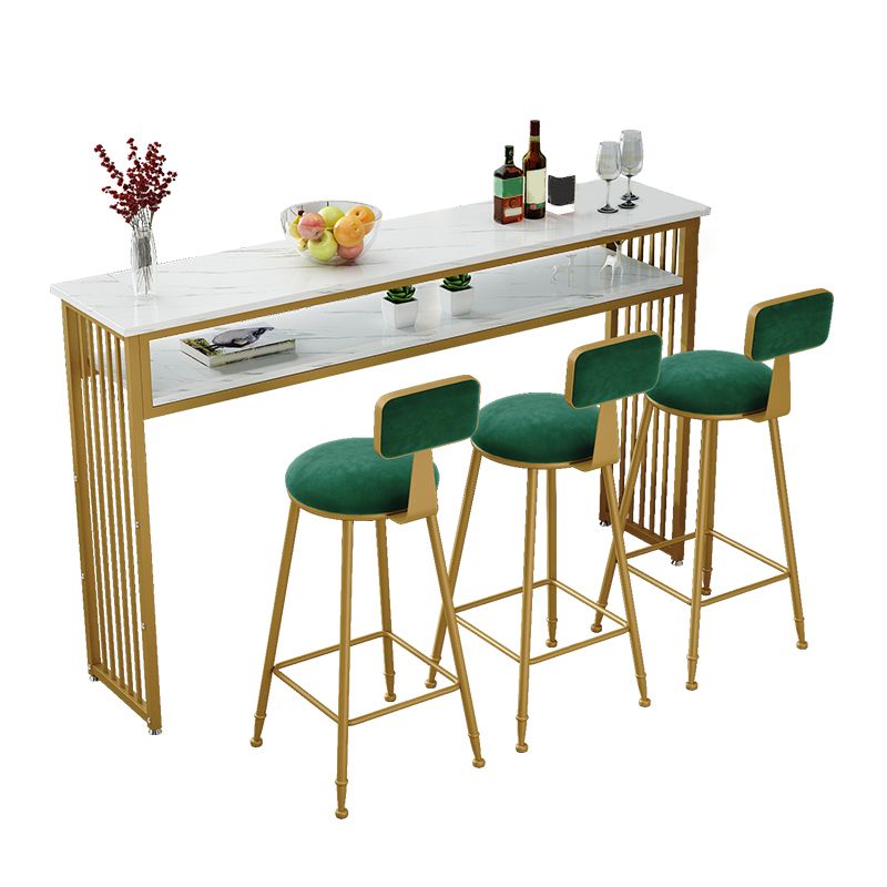 Rectangle Bar Pub Table Set 1/3/4/5 Pcs Metal and Wood Bar Table and Upholstered Stools Clearhalo 'Bar Furniture' 'furn' 'furn_home_bar_bar_sets' 'Furniture' 'Home Bars & Bar Sets' 'home_bar_bar_sets' 'Kitchen & Dining Furniture' 1200x1200_3eb5061e-e401-4df1-9988-23877322d83b