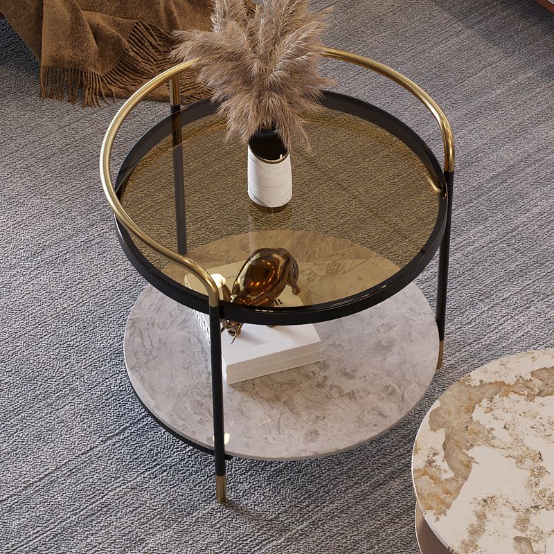 Contemporary with Shelf 3 Legs Round Double Tier Side End Table Clearhalo 'Coffee & Accent Tables' 'End & Side Tables' 'end_side_tables' 'furn' 'furn_end_side_tables' 'Furniture' 'Living Room Furniture' 1200x1200_3eb8f145-6332-4e10-8488-cb2db5f3ce7c