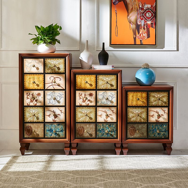 Cassa in legno in legno cassa verticale di stoccaggio del torace con cassetti