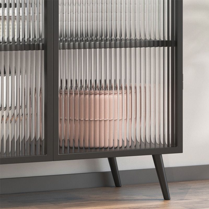 Rectangle Metal Storage Sideboard Contemporary Side Board with Glass Door Clearhalo 'buffet_sideboard' 'Buffets & Sideboards' 'furn' 'furn_buffet_sideboard' 'Furniture' 'Kitchen & Dining Furniture' 1200x1200_3ebbabcf-6673-49e4-8317-3cd7ab00caff