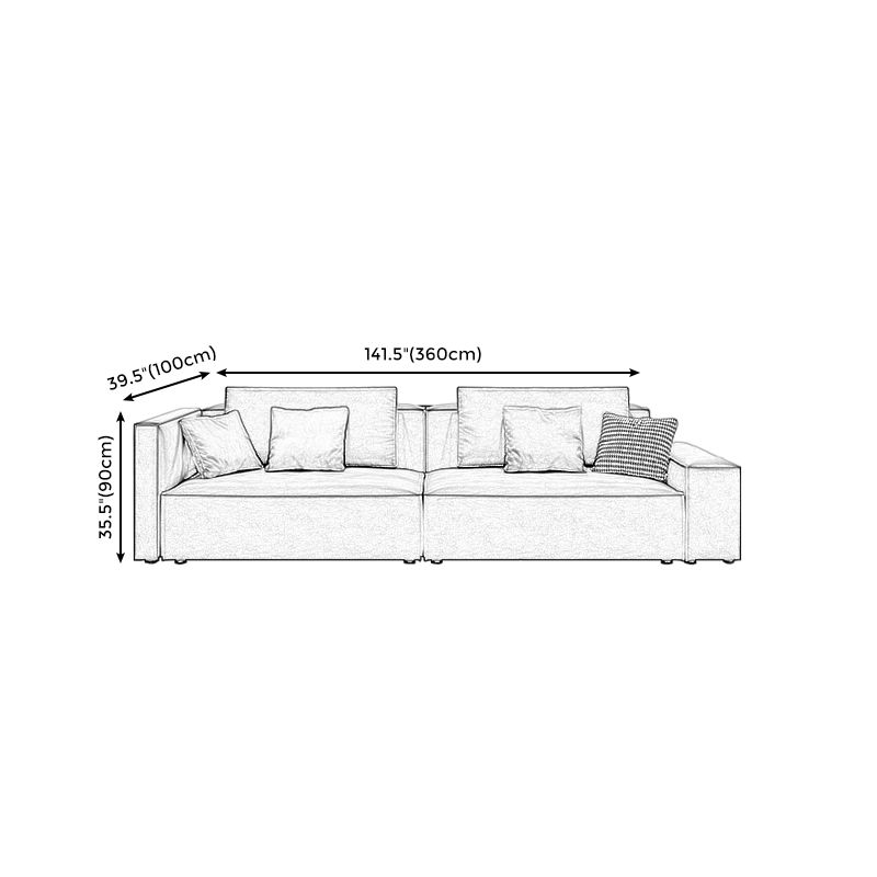 Modern Sofa with Bolster Pillows 35.43"High Square Arm Sofa, Black Clearhalo 'furn' 'furn_sofas' 'Furniture' 'furniture_sofas' 'Living Room Furniture' 'Sofa' 'sofas' 1200x1200_3ebc8072-2e02-48a2-b373-55e9e7c099b1