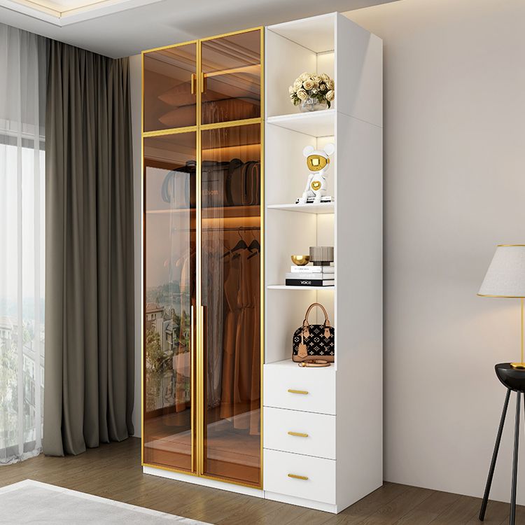 Modern White Wood Frame Wardrobe Armoire Freestanding Wardrobe with Soft Close Drawers Clearhalo 'Armoires & Wardrobes' 'armoires_wardrobes' 'Bedroom Furniture' 'furn' 'furn_armoires_wardrobes' 'Furniture' 1200x1200_3ebddc87-f900-4fa9-a650-0f0185fde5a6