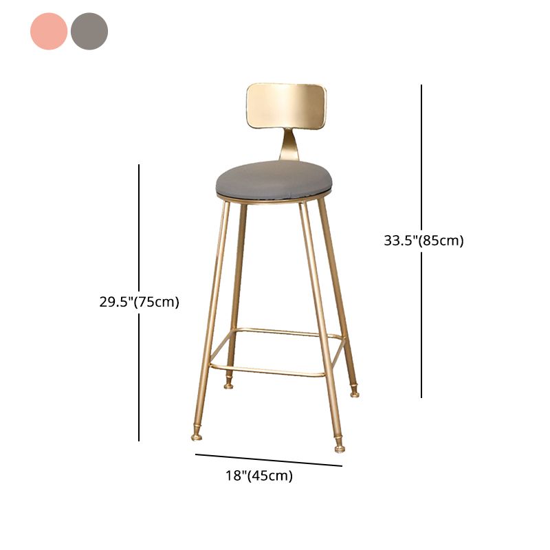 Glam Metal Upholstered Bar Stool Indoor Barstool with Iron Legs and Low Back,Cushion Clearhalo 'Bar Furniture' 'Bar Stools' 'bar_stools' 'furn' 'furn_bar_stools' 'furniture_bar_stools' 'Kitchen & Dining Furniture' 'kitchen&dining_furn' 'kitchen' 'kitchen_furn' Furniture' 1200x1200_3ebea30f-de6b-4120-81f7-418af7b39467