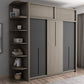 Grey Contemporary Storage Cabinet Faux Wood Cabinet with Sliding Doors