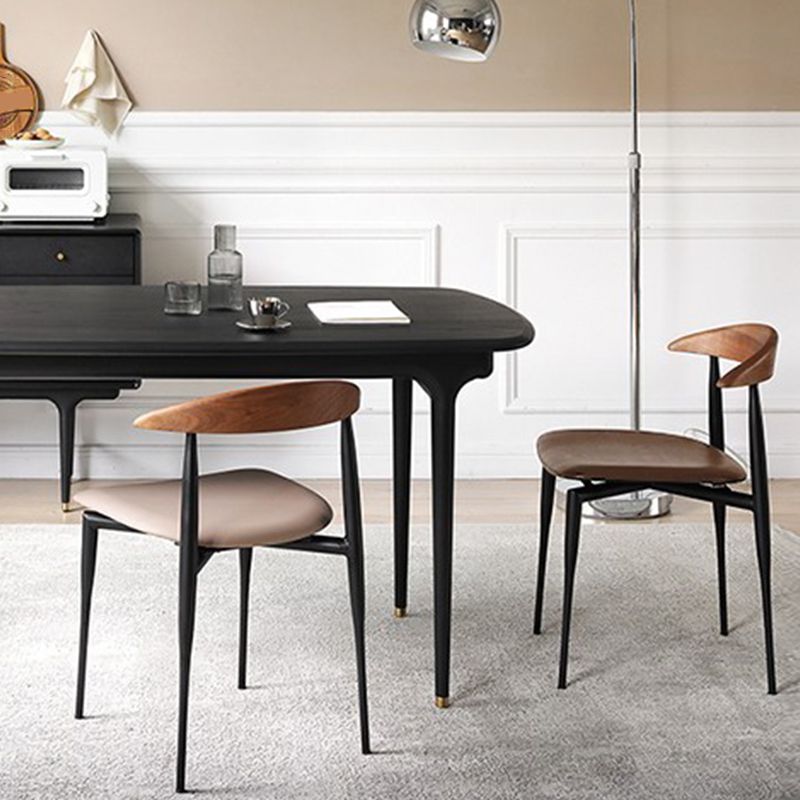 Industrial Stackable Dining Chairs Black Iron Legs Armless Dining Side Chair