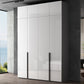 Modern Mirrored Finish Wardrobe Cabinet Engineered Wood and Solid Wood Wardrobe