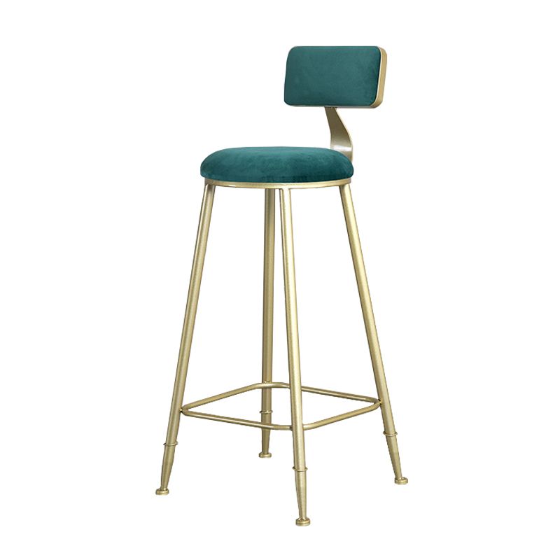 Glam Armless Backrest Counter Stool Iron Bar Stool with Velvet Cushion and Pedal Clearhalo 'Bar Furniture' 'Bar Stools' 'bar_stools' 'furn' 'furn_bar_stools' 'furniture_bar_stools' 'Kitchen & Dining Furniture' 'kitchen&dining_furn' 'kitchen' 'kitchen_furn' Furniture' 1200x1200_3ec0606a-3cb9-4471-aa9d-9053d4d984a9