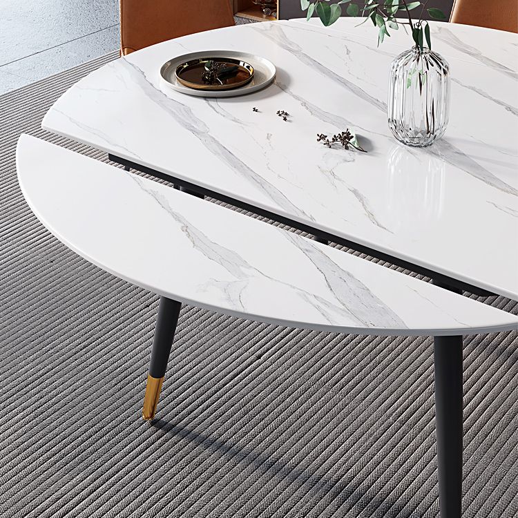 Modern Style Sintered Stone Dining Table White Round Drop-Leaf Table for Home Use Clearhalo ' dining_table' 'Dining Tables & Seating' 'Dining Tables' 'furn' 'furn_dining_table' 'Furniture' 'furniture_dining_table' 'Kitchen & Dining Furniture' 'kitchen&dining_furn' 'kitchen' 'kitchen_dining_table' 1200x1200_3ec153ea-95dc-4f25-8fae-add8fc634187