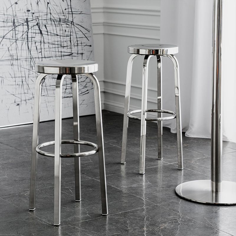 Stainless Steel Backless Glossy Barstool Nordic Brushed Tall Stool, 1 Piece Clearhalo 'Bar Furniture' 'Bar Stools' 'bar_stools' 'furn' 'furn_bar_stools' 'furniture_bar_stools' 'Kitchen & Dining Furniture' 'kitchen&dining_furn' 'kitchen' 'kitchen_furn' Furniture' 1200x1200_3ec15c9c-abaa-4569-ac00-35b64e32598a