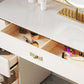 Glam Makeup Vanity Desk Table Slate Top Dressing Table with Drawer
