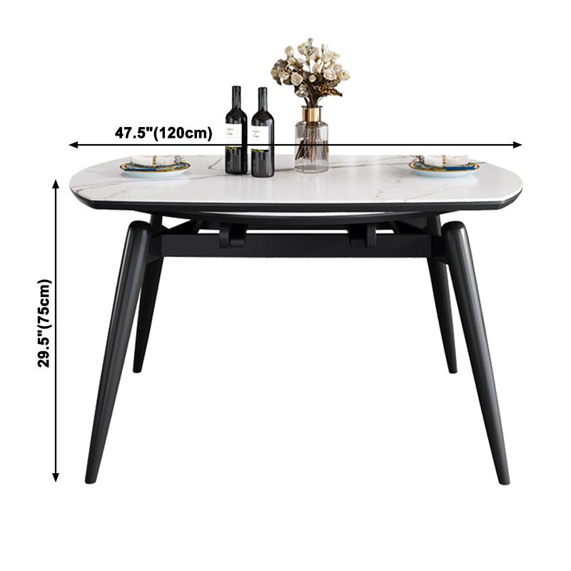 Sintered Stone Top Extendable Round Table for Restaurant Modern Dining Table with 4 Legs Clearhalo ' dining_table' 'Dining Tables & Seating' 'Dining Tables' 'furn' 'furn_dining_table' 'Furniture' 'furniture_dining_table' 'Kitchen & Dining Furniture' 'kitchen&dining_furn' 'kitchen' 'kitchen_dining_table' 1200x1200_3ec3a294-7a70-4554-9b9c-109e2f31d446