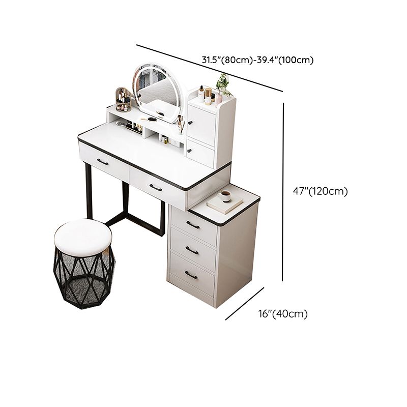 Contemporary Makeup Vanity Desk Table with 5 Drawers and Mirror